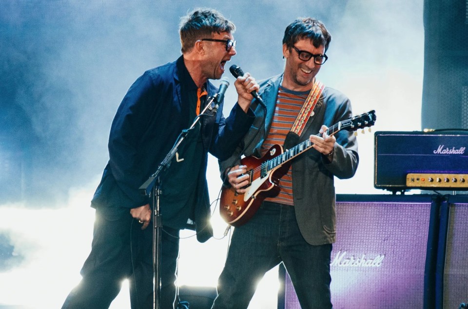 Graham and Damon on stage at Wembley Stadium