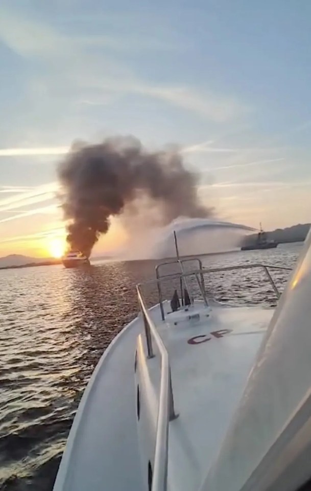 The fire apparently started in the yachts engine compartment