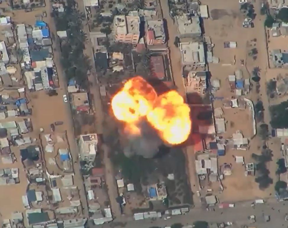 Footage of an Israeli strike in Khan Yunis that killed Mohammed Deif in July