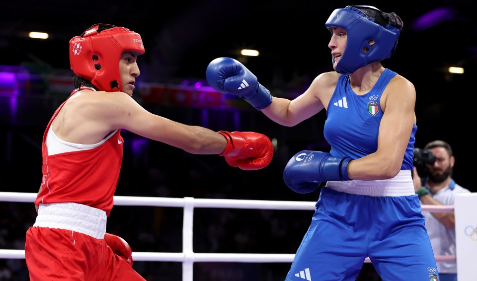 Imane Khelif, left, beat Angela Carini after the Italian conceded in just 46 seconds