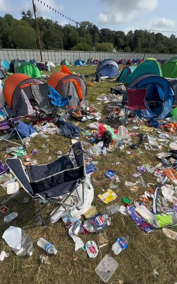 The amount of rubbish left behind by festival-goers