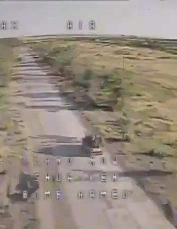 Drones are seen chasing vehicles as Russian troops attempt to escape