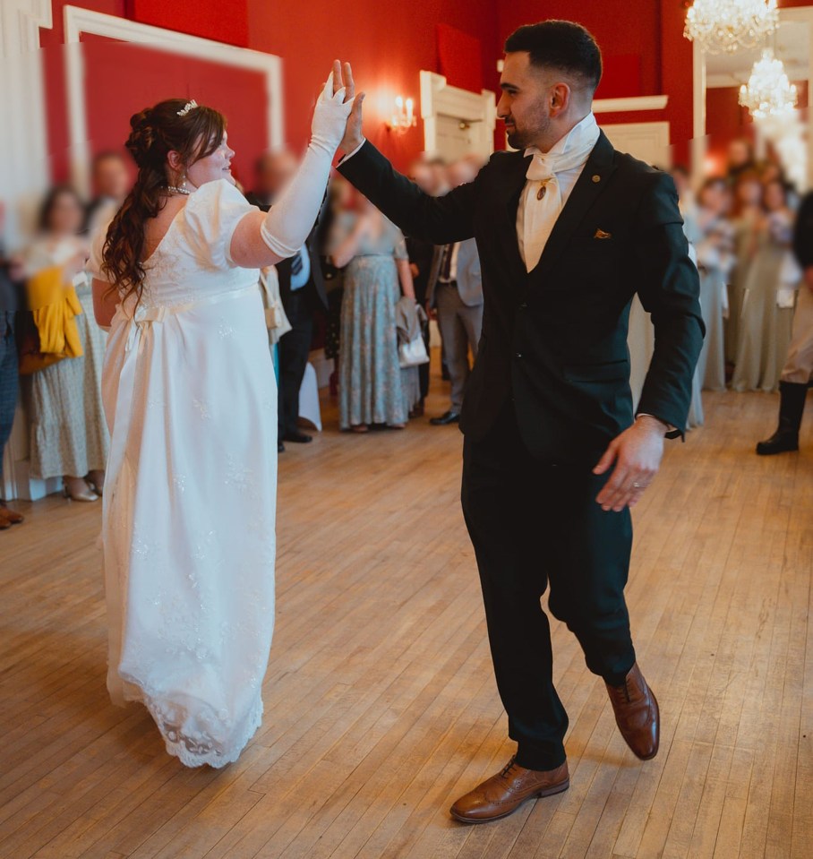 Bride Abby Ribeiro married husband Tiago in a Bridgerton themed wedding