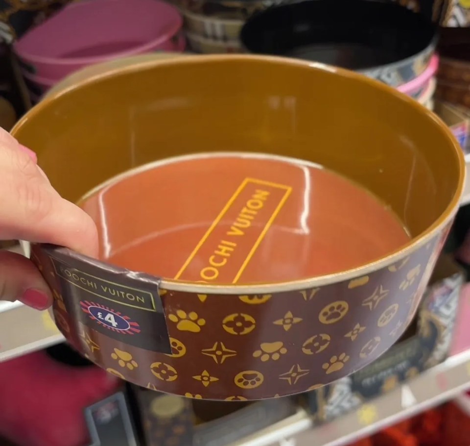 a person is holding a bowl that says louis vuitton on it