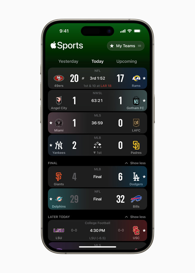 Additional leagues, such as the Champions League and Europa League in September, will become available on Apple Sports over time