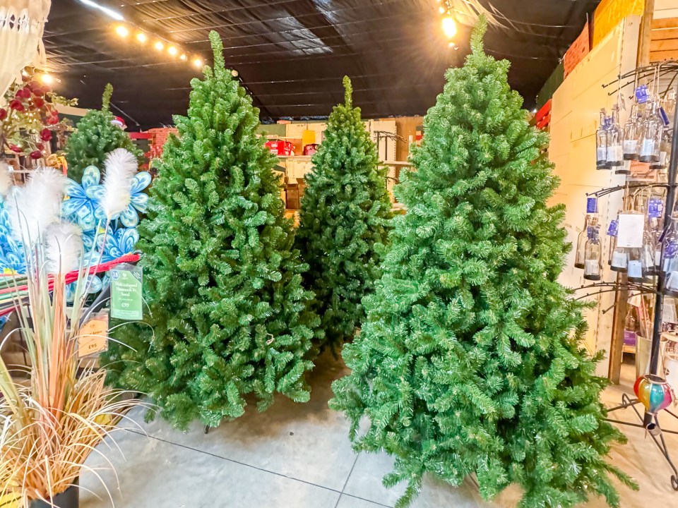 Artificial trees were put on the shop floor as temperatures soared in the UK