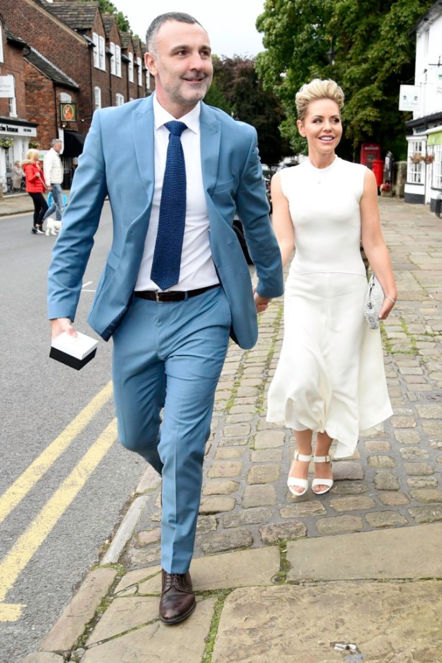 EXCLUSIVE: * Sold SOL * * Print Fees TBA * Axed Hollyoaks actress Stephanie Waring 46, officially and legally marries new husband Tom Thorton-Brookes, as they arrive for their wedding at The Coast restaraunt in Prestbury, Macclesfield. Co-stars Ross Adams, Kelly Condron and Gabriel Clark were in attendance, Tom and Steph's official wedding song they danced to was Beyonce - "Cuff It" as they danced into the earlier hours of the morning. Pictured: steph waring,tom thornton-brookes Ref: BLU_S7877019 250824 EXCLUSIVE Picture by: Aaron Parfitt / SplashNews.com Splash News and Pictures USA: 310-525-5808 UK: 020 8126 1009 eamteam@shutterstock.com World Rights