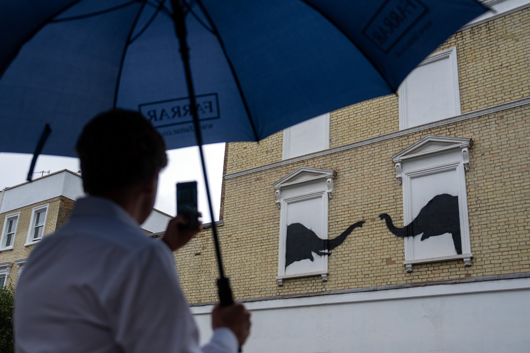 The second art mural in Chelsea, West London, depicts two elephants