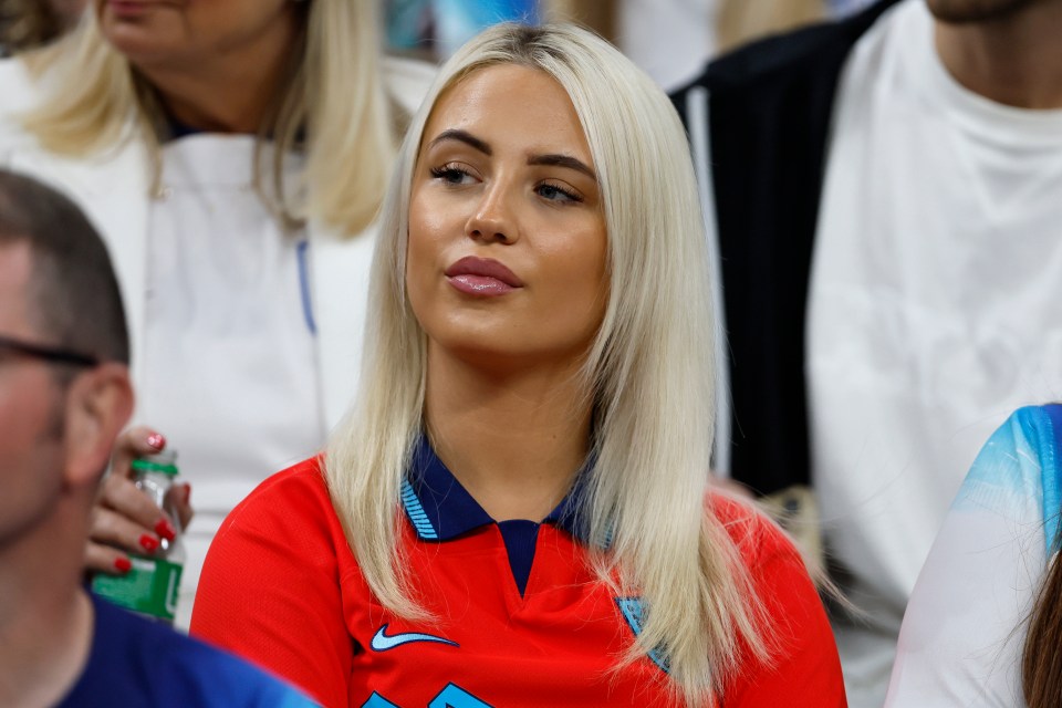 AL KHOR, QATAR - DECEMBER 10: Rebecca Cooke, girlfriend of Phil Foden at the FIFA World Cup Qatar 2022 quarter final match between England and France at Al Bayt Stadium on December 10, 2022 in Al Khor, Qatar. (Photo by Richard Sellers/Getty Images)