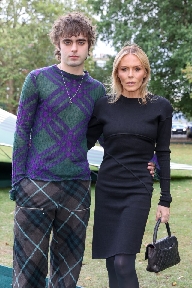 LONDON, ENGLAND - SEPTEMBER 18: Lennon Gallagher and Patsy Kensit attend the Burberry Spring Summer 2024 show during London Fashion Week on September 18, 2023 in London, England. (Photo by Dave Benett/Getty Images for Burberry)