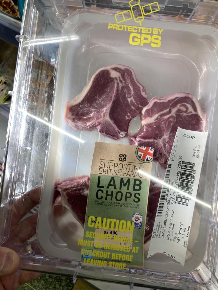 The £6 lamb chops are contained in the security boxes