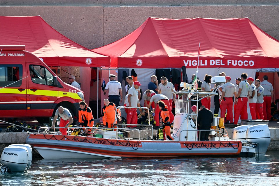 Rescue teams are seen hitting the water