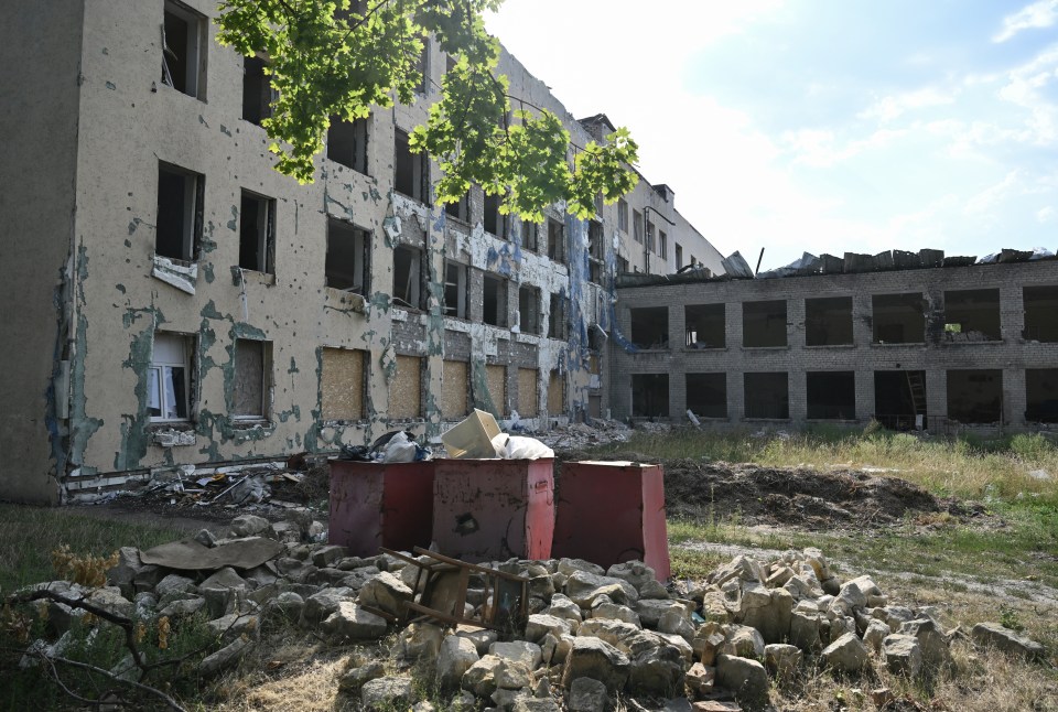 This photograph shows a destroyed school building in the town of Myrnohrad on August 26, 2024, amid the Russian invasion of Ukraine. (Photo by Genya SAVILOV / AFP) (Photo by GENYA SAVILOV/AFP via Getty Images)