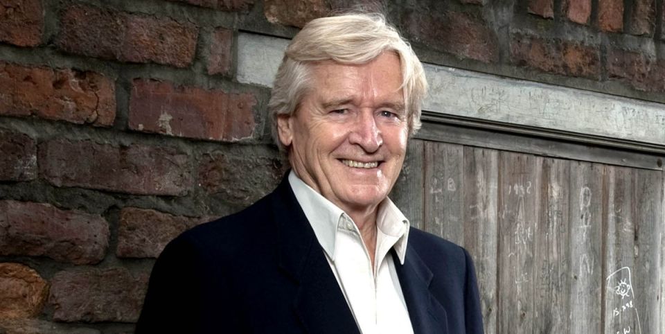 a man in a suit stands in front of a brick wall