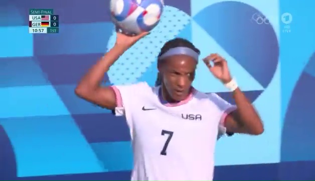 Crystal Dunn was preparing to take a throw for Team USA...