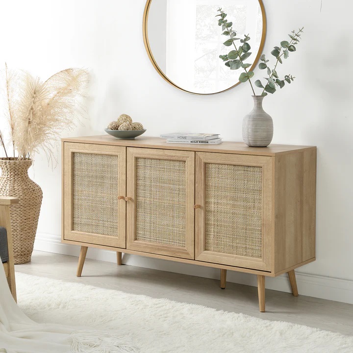 The Frances woven rattan sideboard, below, £209.99.