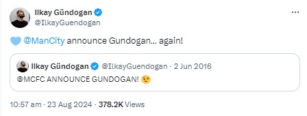 Gundogan teased the announcement on X