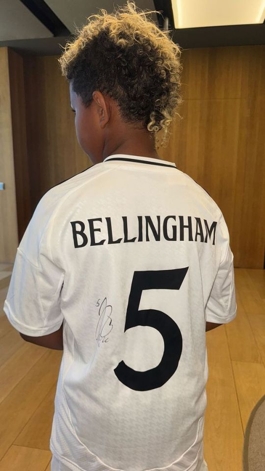 Son Saint wore a personalised Bellingham shirt