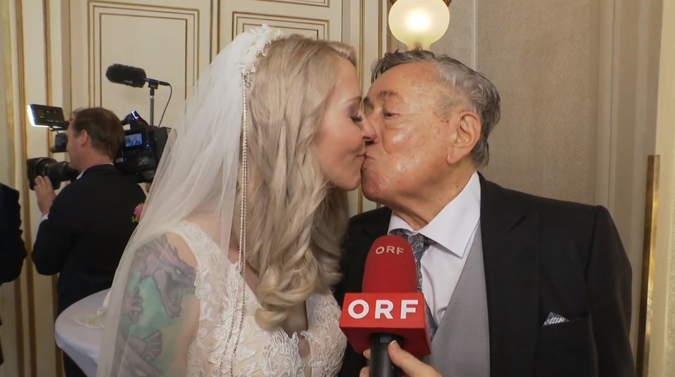 Image shows Richard Lugner, 91, and Simone "Bienchen" Reilaender, 42, undated photo. They married in Vienna, Austria, on June 1, 2024. (Newsflash)