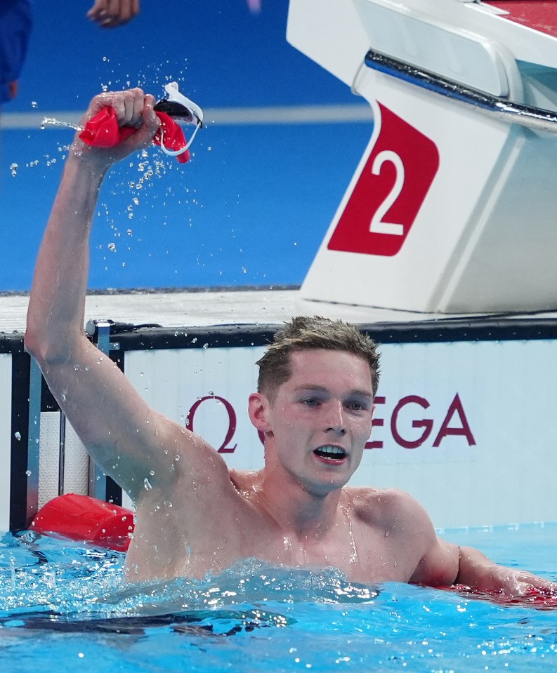 Team GB's Duncan Scott celebrates winning silver