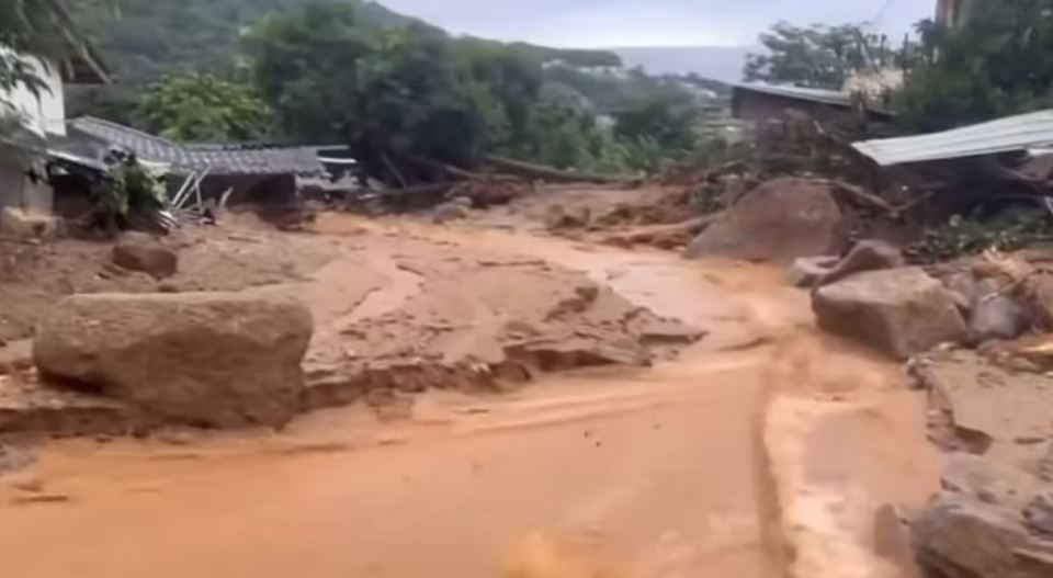 Mud and rocks were sent hurtling down the hillside