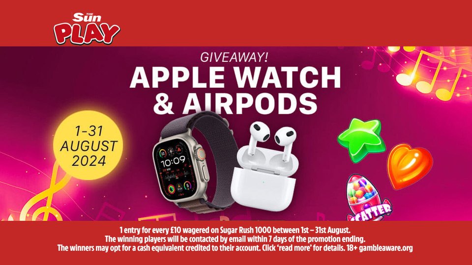 Win 1 of 5 Apple bundles including Watch & AirPods with The Sun Play in August