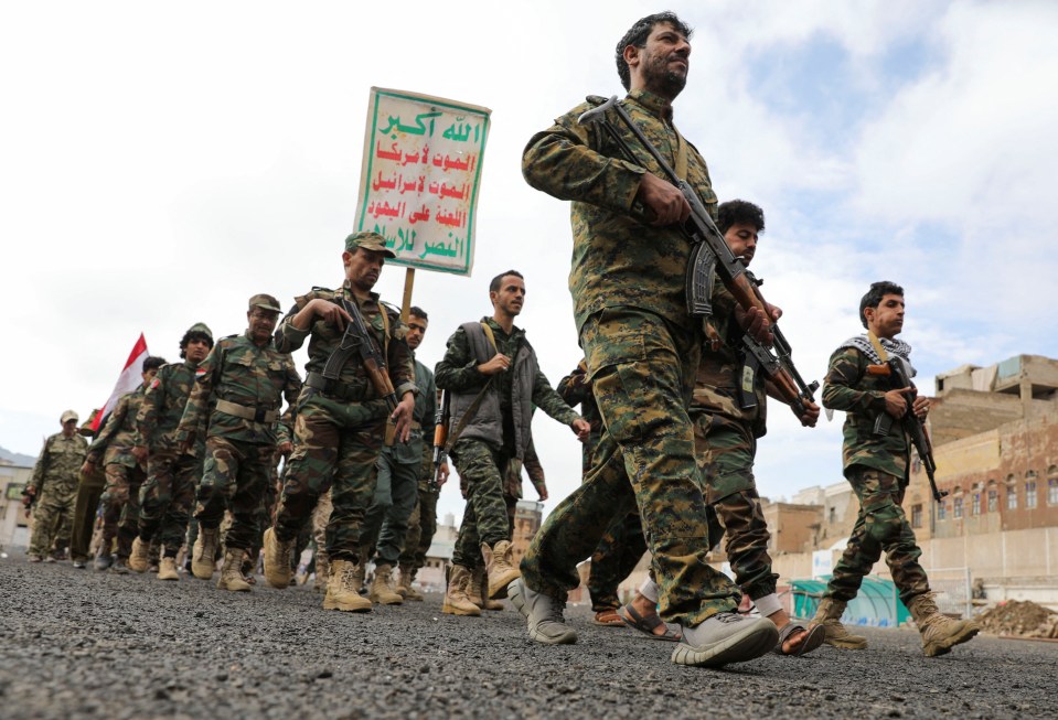 Fighters recruited into the Houthis as part of a mobilization campaign they have initiated recently, parade to show solidarity with Palestinians in the Gaza Strip, in Sanaa, Yemen August 24, 2024. REUTERS/Khaled Abdullah