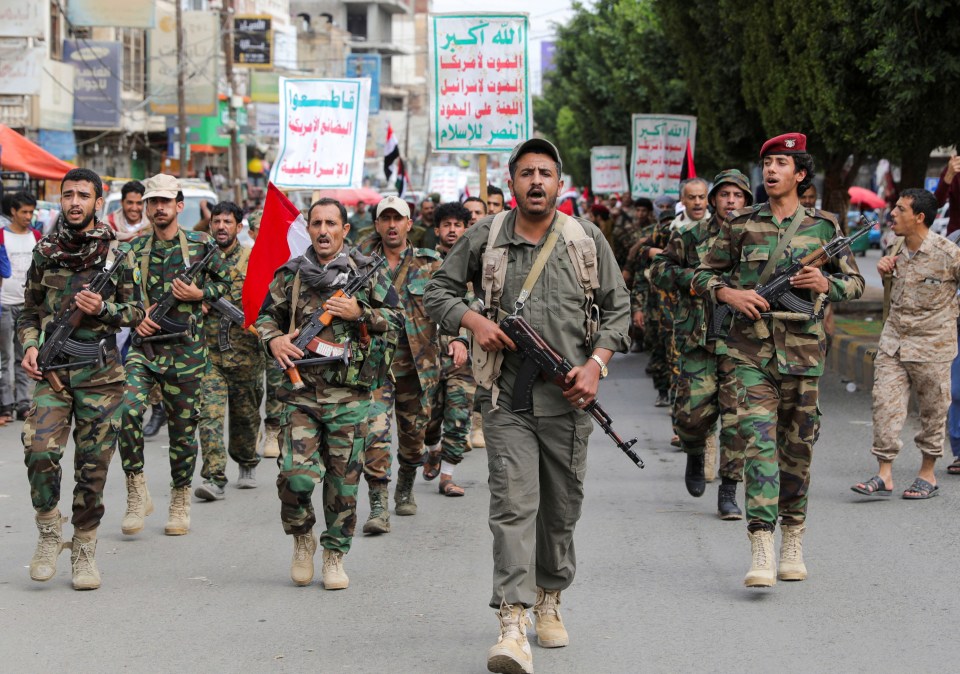 Fighters recruited into the Houthis as part of a mobilization campaign they have initiated recently, parade to show solidarity with Palestinians in the Gaza Strip, in Sanaa, Yemen August 24, 2024. REUTERS/Khaled Abdullah