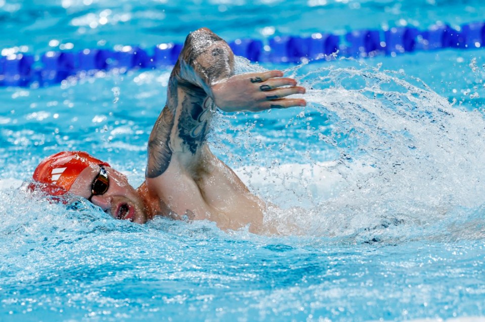 Paris 2024 Olympics - Swimming Training - Paris La Defense Arena, Nanterre, France - July 24, 2024. Adam Peaty of Great Britain during training. REUTERS/Clodagh Kilcoyne