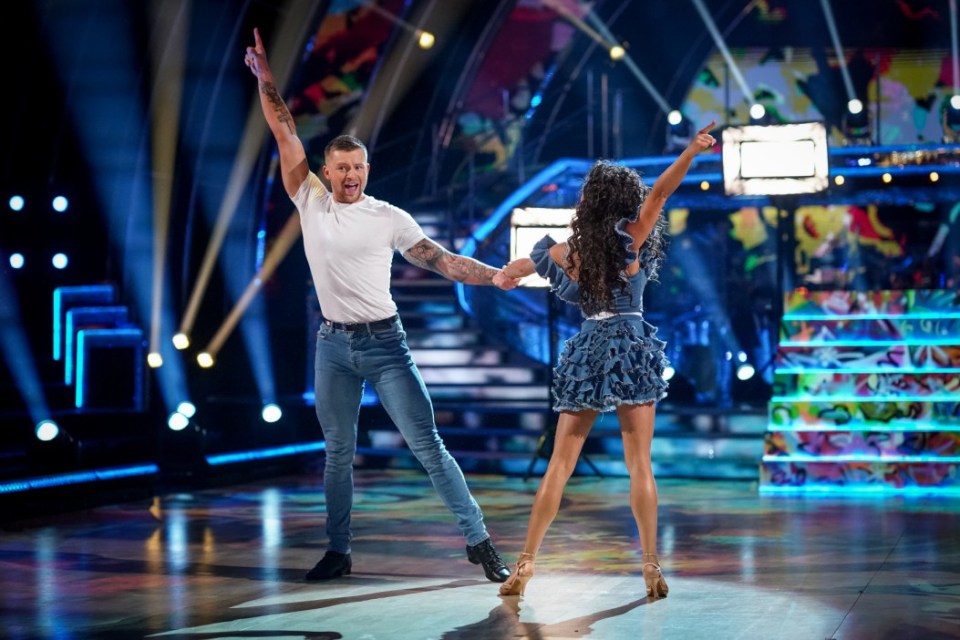 For use in UK, Ireland or Benelux countries only BBC undated handout photo of Katya Jones and Adam Peaty during BBC One's Strictly Come Dancing 2021 on Saturday. Issue date: Saturday October 23, 2021. PA Photo. See PA story SHOWBIZ Strictly. Photo credit should read: Keiron McCarron/BBC/PA Wire NOTE TO EDITORS: Not for use more than 21 days after issue. You may use this picture without charge only for the purpose of publicising or reporting on current BBC programming, personnel or other BBC output or activity within 21 days of issue. Any use after that time MUST be cleared through BBC Picture Publicity. Please credit the image to the BBC and any named photographer or independent programme maker, as described in the caption.