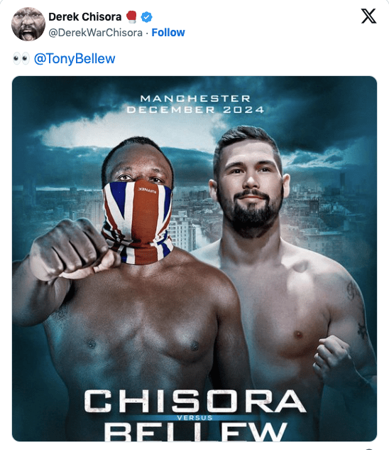 a poster for a boxing match between chisora and bellew