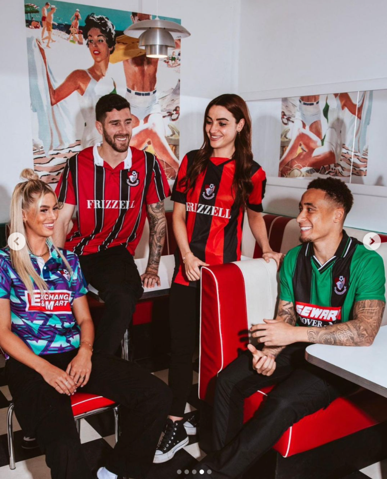 Previously, they appeared together modelling AFC Bournemouth's vintage range