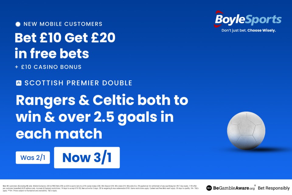 Get £20 in free bets, £10 casino bonus and Rangers & Celtic offer at BoyleSports