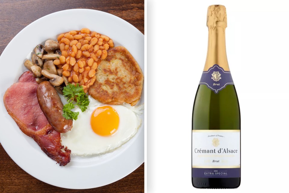 This sparkling French wine will stand up to those sausages, salty bacon and a hunk of fried bread