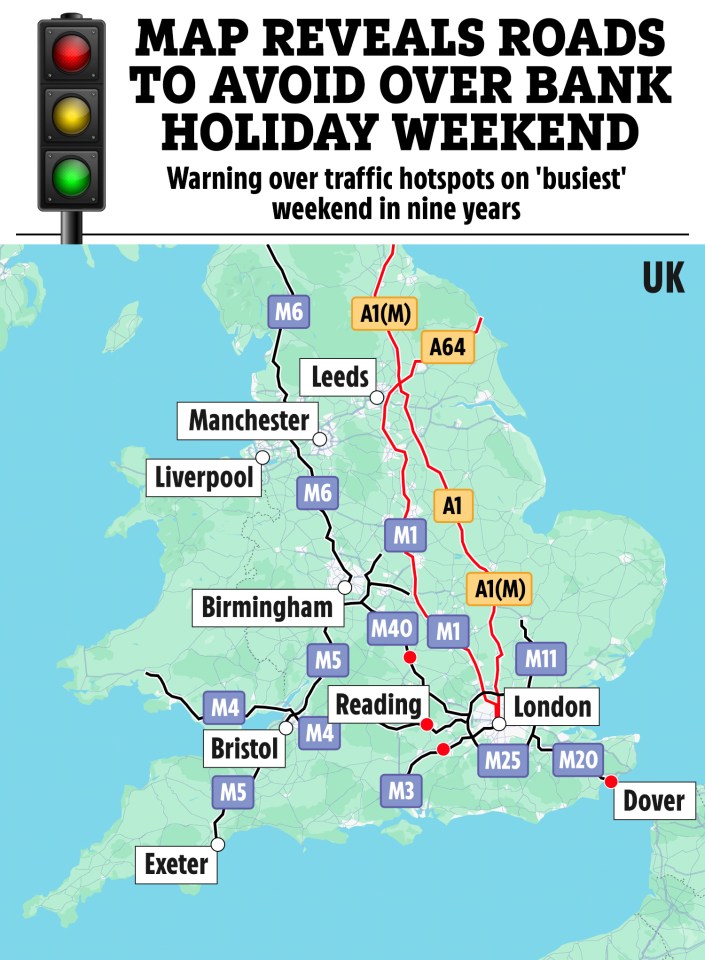 Traffic to Leeds Festival will be especially bad along the A1, A1(M), M1, M62 and A64