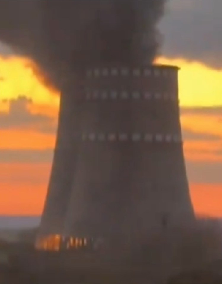 New footage captured dark smoke billowing from the huge power plant