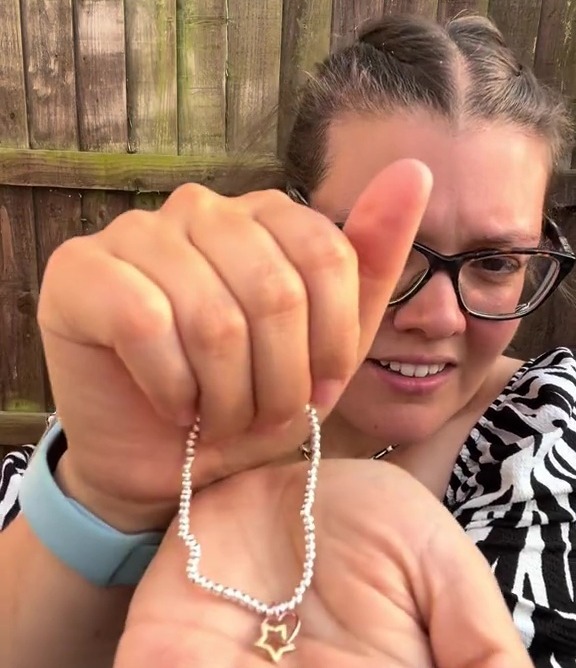 She found this Joma bracelet first, and Googled it to find out it's worth £18