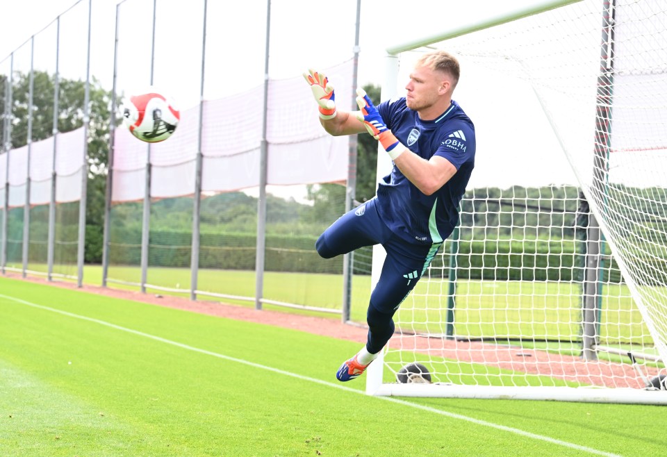 Aaron Ramsdale was also pictured by at London Colney