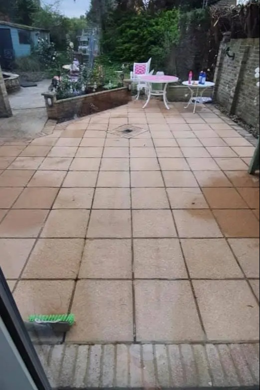 The homeowner revealed the budget-friendly cleaner she used to scrub her outdoor area