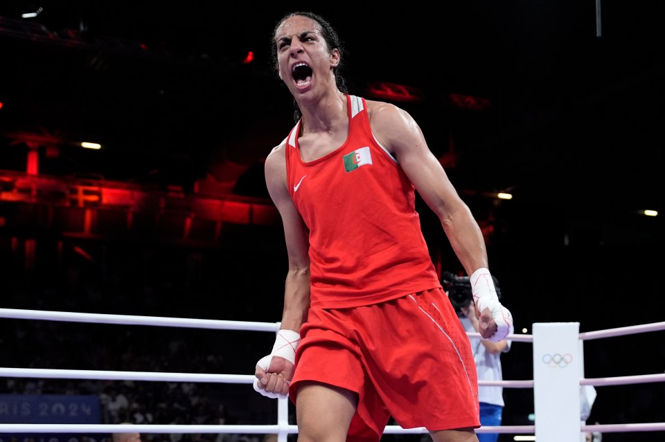 a woman in a boxing ring is wearing a shirt that says algeria