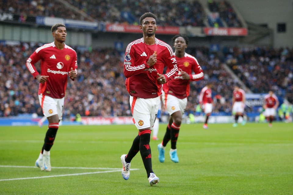 Amad Diallo netted an equaliser for Man Utd in the second half against Brighton