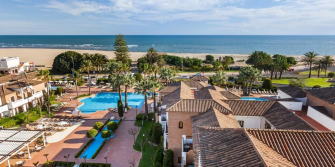 The Spanish hotel backs right onto a beach