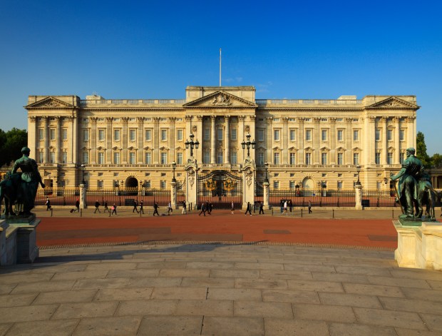 a large building with a flag on top of it