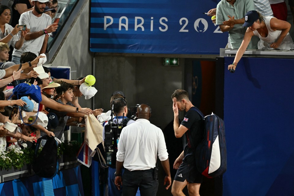 Murray was overcome with emotion after leaving the court for the final time