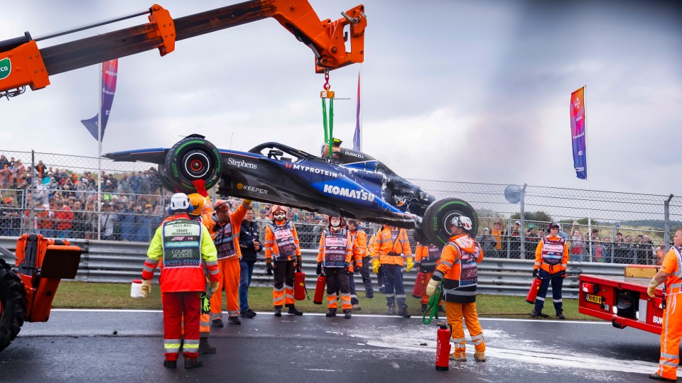 Sargeant's car was badly damaged at the Circuit Park Zandvoort