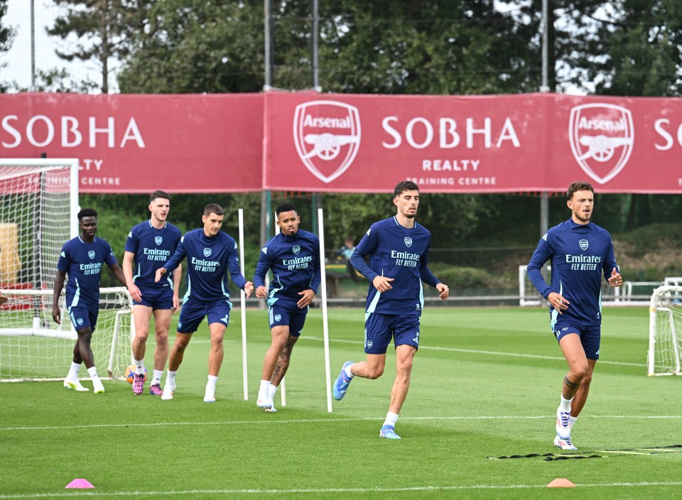 Bukayo Saka and Declan Rice returned to Arsenal training on Sunday