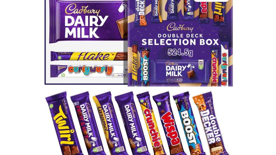 a selection box of cadbury dairy milk chocolates