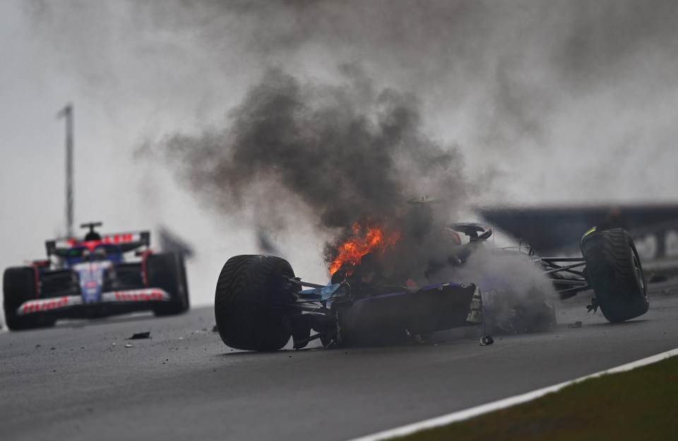 Logan Sargeant's car burst into flames