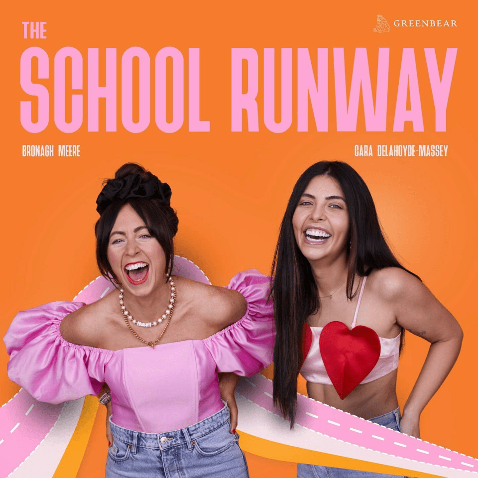 a poster for the school runway features two women