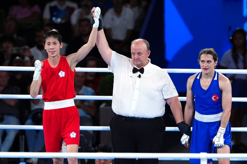 Lin had her hand raised by the referee after nine minutes of action